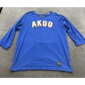Akoo Spellout Pullover Sweater Men Size 4XL Blue Cotton Casual Outdoors.